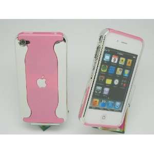  Apple iPhone 4 4G 4S Dual 2 Tone Chrome / Pink Hard Back Case Cover 