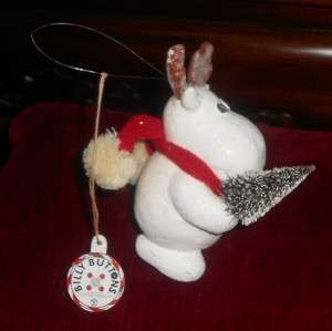 DEPT 56 BILLY BUTTONS MOOSE HOLDING SMALL TREE ORNAMENT  