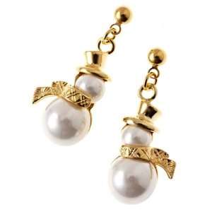   Jewelry Snowman with Scarf Hat Gold Tone Holiday Spirit Charm Earrings