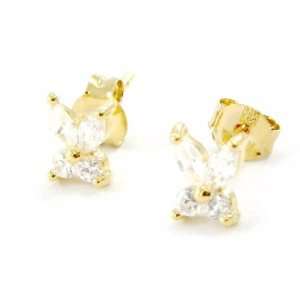  Earrings plated gold Papillons De Charme white. Jewelry