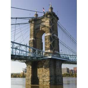 Roebling Suspension Bridge Over the Ohio River, Cincinnati, Ohio 