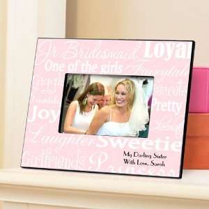    Personalized Junior Bridesmaid Gift Frame   White on Pink Baby