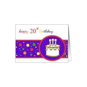  20th Happy Birthday Cake rainbow design Card: Toys & Games