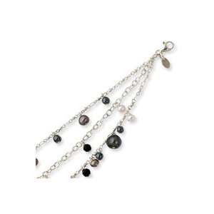  Sterling Silver Crystal/Hematite/Peacock & White Cultured 