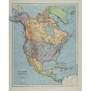   Map North America Canada U. S. Central   Original Print Map Home
