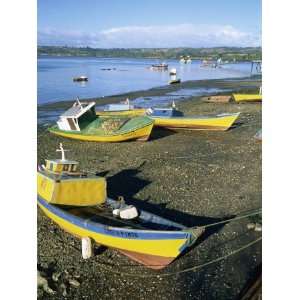 com Fishing Boats on the Beach, Zone of Dalcahue, Near Castro, Chiloe 