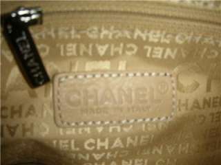 AUTHENTIC,CHANEL BAG BEIGE LEATHER W/ SILVER HARDWARE EXCELLENT 