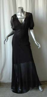 CHRISTIAN DIOR BOUTIQUE Black SILK Chiffon Gown Dress 8  