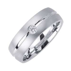  0.10ct Polished Solitary Diamond Wedding Ring in 14K White 