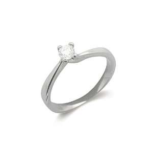 Solitary Ladies Ring in White 18 karat Gold with White Cubic Zirconia 