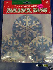 Snowflake Christmas Holiday Parasol Fan Decorations  