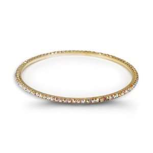   Rainbow CZ Solid Polished Gold Tone Bangle Bracelet Jewelry