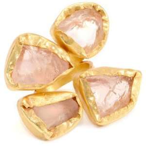   Beautiful Finger Rose Quartz stones Gold Adjustable Ring: Jewelry