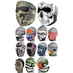   Zan Headgear Neoprene Reversible Face Masks Chrome Skull Automotive