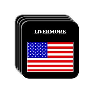 US Flag   Livermore, California (CA) Set of 4 Mini Mousepad Coasters