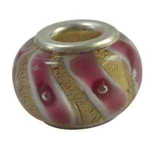 Glass Silver Foil European Beads Fit Pandora Pink and Gold Bands, 14mm 
