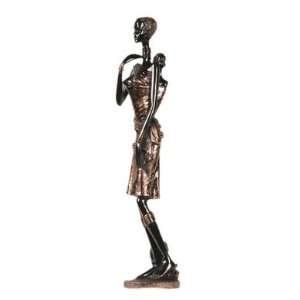  Black Lady with Baby on Back Bronze Statue, 20 inches H 