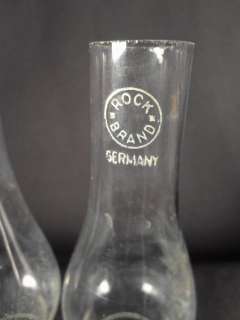 1880 90S PAIR ROCK BRAND MINIATURE OIL LAMP CHIMNEYS  