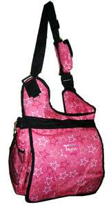 Large Messenger Sling Body Bag Backpack Pink Stars  