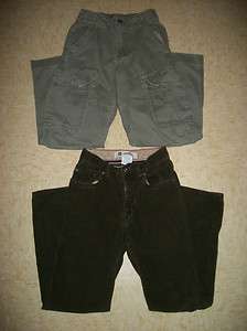   GAP LOT 2 BOTTOMS OLIVE GREEN CARGO PANTS & BROWN CORDS SIZE 10 SLIM