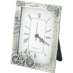  Bicycle with Headlight Pewter Desk Clock: Sports 