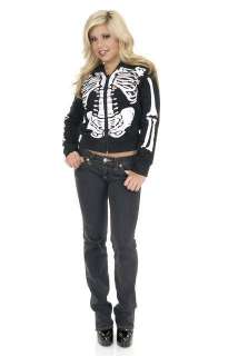 Womens Skeleton Hoodie Gothic Punk Emo Skull Sweatshirt  