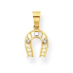   IceCarats Designer Jewelry Gift 10K & Rhodium Small Horse Shoe Charm