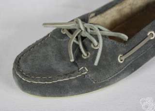 SPERRY Top Sider Skiff Lace Graphite Suede Womens Loafers Slip On 