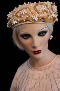   Rare Elsa Schiaparelli Paris Couture Beaded Pristine Hat ML  