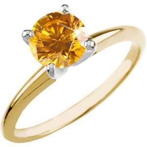  4 Prong Classic Solitaire 14K Yellow Gold Ring with Fancy 