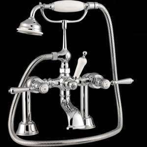  Deck mount claw foot tub shower mixer faucet 3 levers 