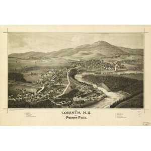  Historic Panoramic Map 1888 Corinth, N.Y. and Palmer Falls 