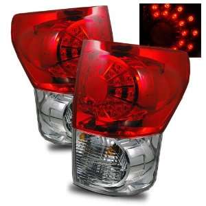  07 08 Toyota Tundra Red/Clear LED Tail Lights Automotive
