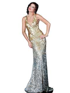 AUTHENTIC Jovani 11002 Sequin Long Dress in Gold/Silver in sizes 0,2,4 
