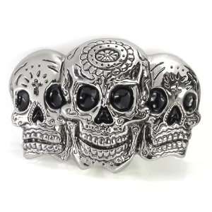  Triple Mayan Skull Heads Belt Buckle Design : Everything 