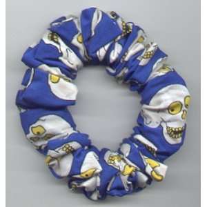    HALLOWEEN Scrunchies Scrunchie #9 Skull Heads on Blue Beauty