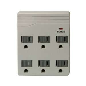 Woods 41151 6 Outlet Front Entry Surge Protector Wall Adapter, Light 