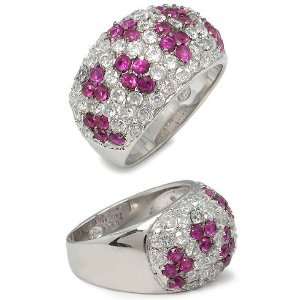   CZ Rings   Sterling Silver Simulated Ruby & Diamond CZ Ring   Size 7