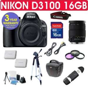  Nikon D3100 + Sigma 18 200mm OS Lens + 16 GB Memory 