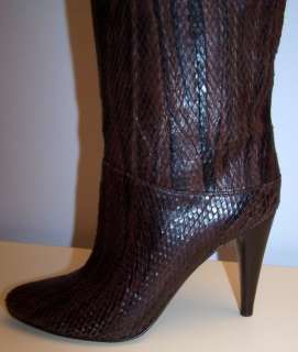 BOTKIER Estelle Chocolate Snakeskin Knee High Boots 7  