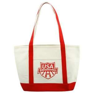  USA Swimming White Red Canvas Tote Bag