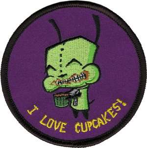  Invader Zim Gir I Love Cupcakes Embroidered Iron On Patch 