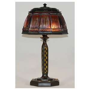  Amber Shaded Mission Style Table Lamp