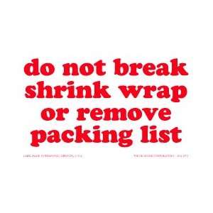  Do Not Break Shrink Wrap or Remove Packing List Labels, 3 