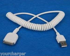 Coiled USB Sync cable WHITE 4 iPad iPod iPhone 4G 3GS  