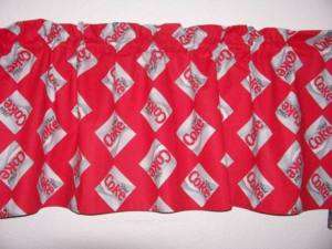 NEW ~ DIET COCA COLA COKE RED WHITE *LINED* VALANCE  