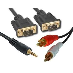  2m Gold SVGA and stereo audio jack to phono cable kit for PC 