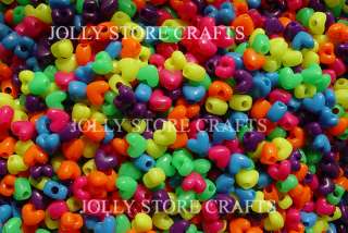 Multi Color Neon Heart Shaped Pony Beads