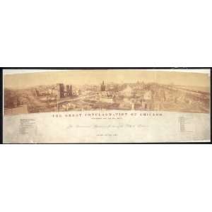 Panoramic Reprint of The Great conflagration of Chicago. October 8th 