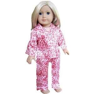  Pink Satin Leopard Print Pajamas for 18 Inch Dolls Toys 